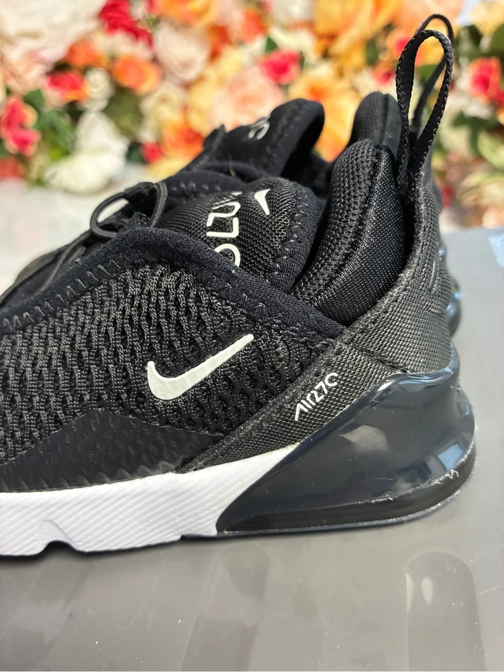 Nike Kids Black and White Air270 Slip-On Sneakers